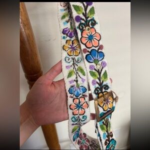 Handmade Artisan Embroidered Flower Belt Women’s Small Peru Summer
